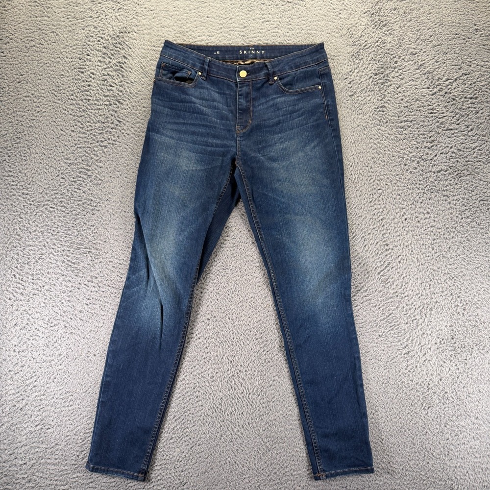 White House Black Market Jeans Womens 6 Blue Cotton Denim Skinny Faded Stretch